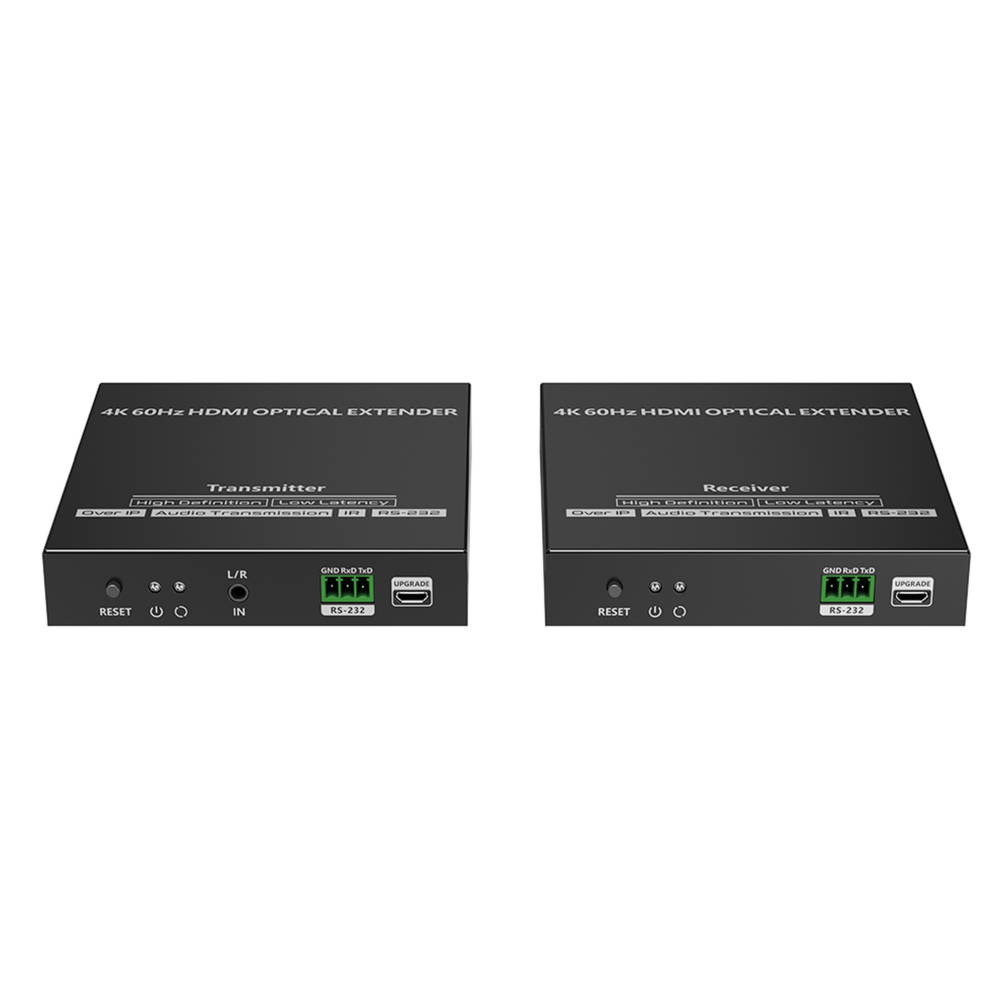 Kit extensor por fibra óptica | Hasta 40 kilómetros| 4K@60Hz | con IR | RS232 Kit extensor por fibra óptica | Hasta 40 kilómetros| 4K@60Hz | con IR | RS232